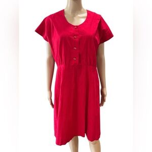 Vintage Handmade red shift style day dress-L OOAK
